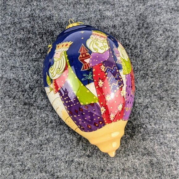 Li Bien 2012 Three Kings Inside-Painted Glass Ornament 5.5in Teardrop Pier 1 Box - Picture 6 of 10